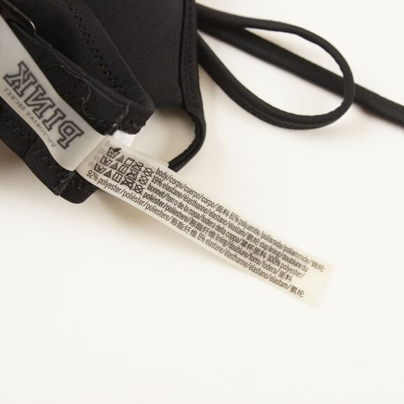 Victorias Secret PINK Midline ‘V’ Plunge Black/Rainbow Bikini Halter Top Women S - Picture 4 of 4